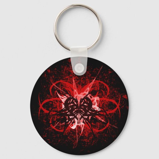 Cool Red en Black Tribal Heart Symbol Design Sleutelhanger (Voorkant)