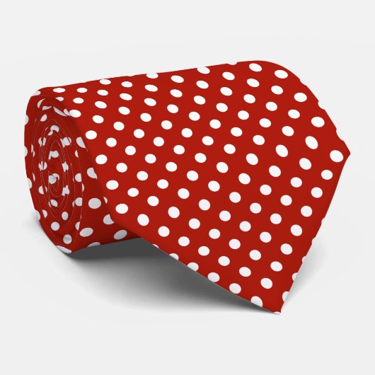 Cool Red en White Polka Dot Stropdas (Opgerold)