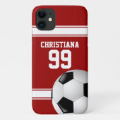 Cool Red en White Stripes Jersey Voetbal Case-Mate iPhone Case (Achterkant)