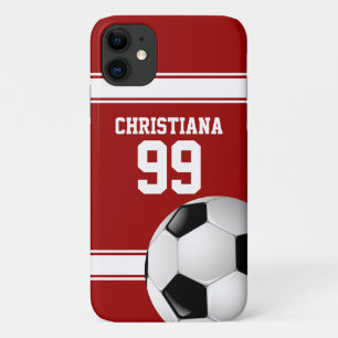 Cool Red en White Stripes Jersey Voetbal Case-Mate iPhone Case