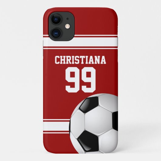 Cool Red en White Stripes Jersey Voetbal Case-Mate iPhone Case (Achterkant)