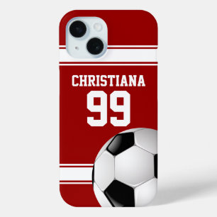 Cool Red en White Stripes Jersey Voetbal iPhone 15 Case