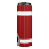 Cool Red en White Stripes Jersey Voetbal Thermosbeker (Achterkant)