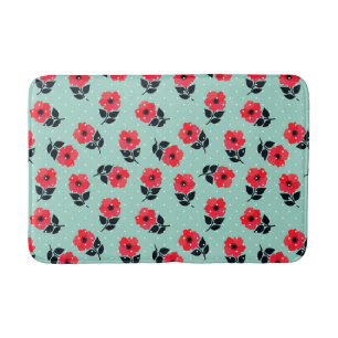 Cool Red Flowers Patroon Badmat
