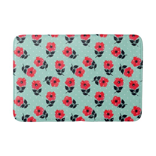 Cool Red Flowers Patroon Badmat (Voorkant)