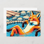 Cool Red Fox in a Hotspring Pool Briefkaart (Voorkant / Achterkant)