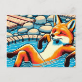 Cool Red Fox in a Hotspring Pool Briefkaart (Voorkant)
