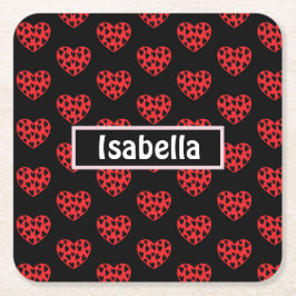 Cool Red Hearts Kartonnen Onderzetters