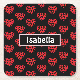 Cool Red Hearts Kartonnen Onderzetters