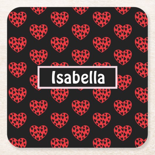 Cool Red Hearts Kartonnen Onderzetters (Voorkant)