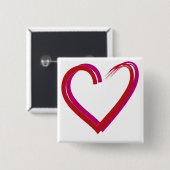 Cool Red Hearts Vierkante Button 5,1 Cm (Voorkant /achterkant)