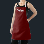 Cool Red Modern Minimalistisch Trendy Gepersonalis Schort<br><div class="desc">Introductie van het Cool Red Modern Minimalistisch Gepersonaliseerd Schort - een stijlvol en praktisch cadeau voor vrouwen, vooral moeders. Dit aangepaste schort dient als een doordacht Moederdag-cadeau of een uniek keukenaccessoire voor moeders die graag koken en bakken. De levendige rode kleur voegt een trendy en modern tintje toe aan het...</div>