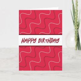 Cool Red, moderne stijllijnen, Birthday Kaart