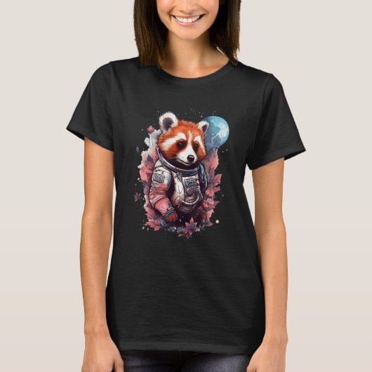 Cool Red Panda Astronaut Moon Graphic Space Animal T-shirt (Voorkant)