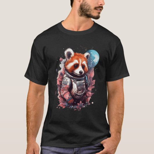 Cool Red Panda Astronaut Moon Graphic Space Animal T-shirt (Voorkant)