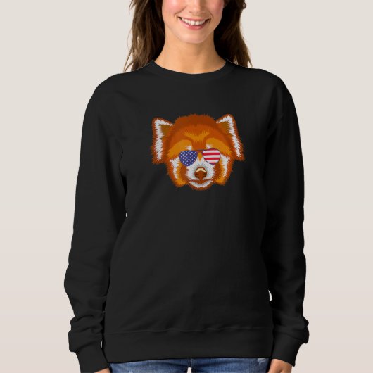Cool Red Panda die de Amerikaanse vlag voert zonne Trui (Voorkant)