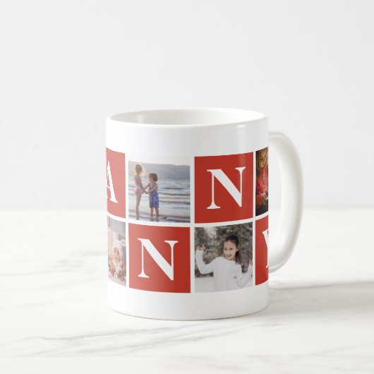 Cool Red Photo Collage Granny-Mokken Koffiemok (Voorkant rechts)