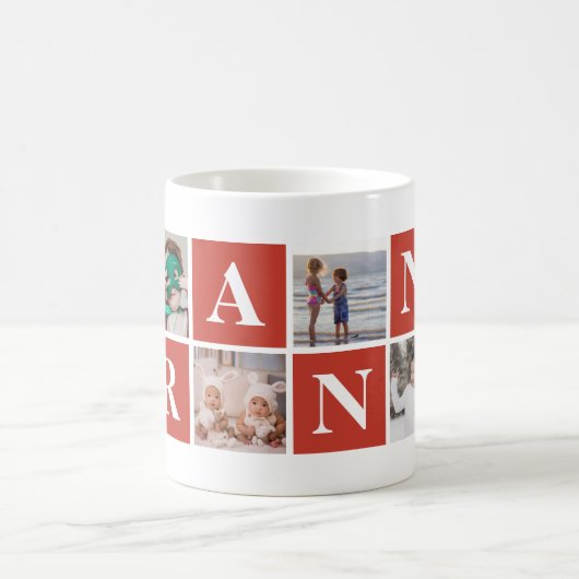 Cool Red Photo Collage Granny-Mokken Koffiemok (Center)