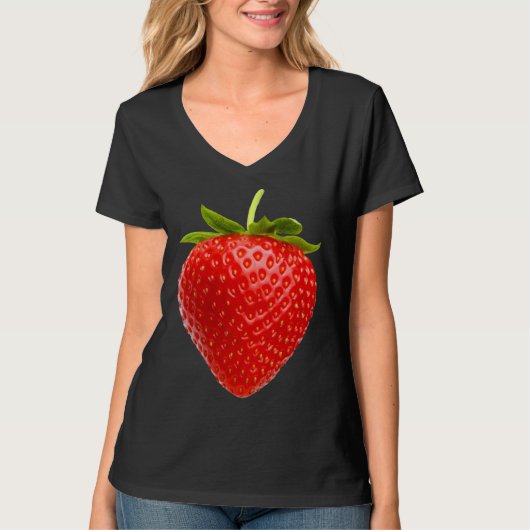 Cool Red Strawberry Illustration Novelty Graphic D T-shirt (Voorkant)