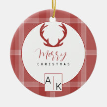 Cool Red Tartan Monogram