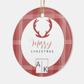 Cool Red Tartan Monogram Keramisch Ornament (Links)