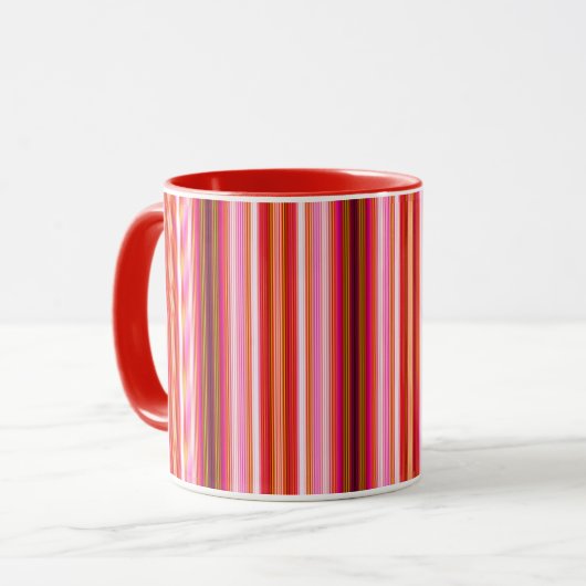 Cool Red Vertical Stripes Mok (Voorkant links)