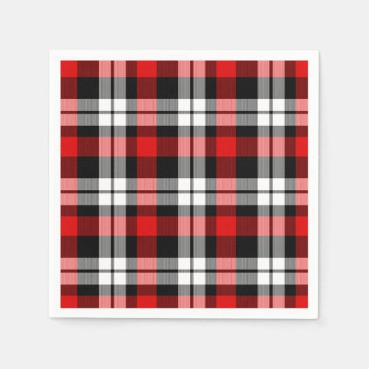 Cool Red White Black Lumberjack Tartan Patroon Servet (Voorkant)