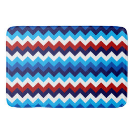 Cool Red White Blue Chevron Print Large Bath Mat