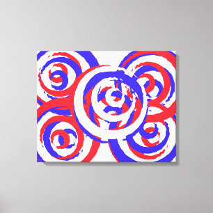 Cool Red White en Blue Patriottic Abstract Canvas Afdruk