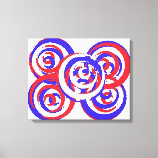 Cool Red White en Blue Patriottic Abstract Canvas Afdruk (Voorkant)