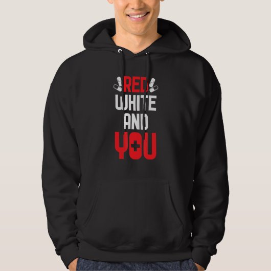 Cool Red White en u hebben belang bij het Rode Kru Hoodie (Voorkant)