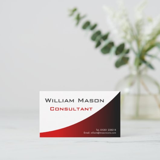 Cool Red White, gebogen, professioneel Visitekaart Visitekaartje (Staand voorkant)