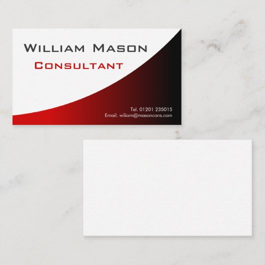 Cool Red White, gebogen, professioneel Visitekaart Visitekaartje (Voorkant / Achterkant)