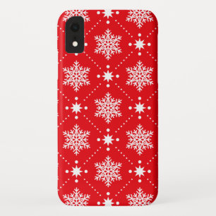 Cool Red White Snowflakes kerspatroon Case-Mate iPhone Case