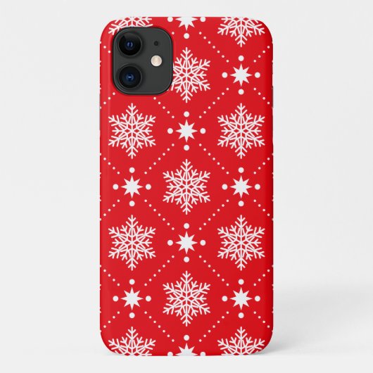 Cool Red White Snowflakes kerspatroon Case-Mate iPhone Case (Achterkant)