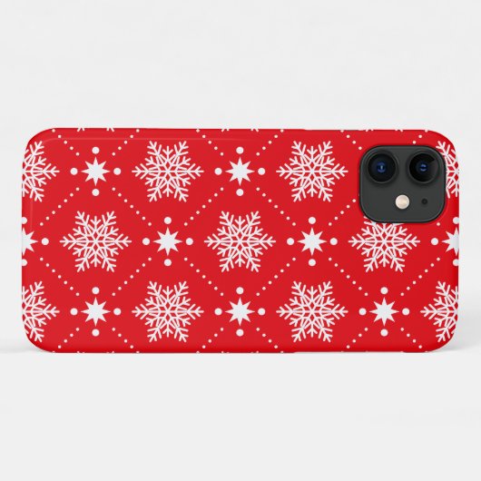 Cool Red White Snowflakes kerspatroon Case-Mate iPhone Case (Achterkant (horizontaal))