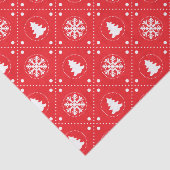 Cool Red White Snowflakes kerstbomen Pattern Tissuepapier (Detail)