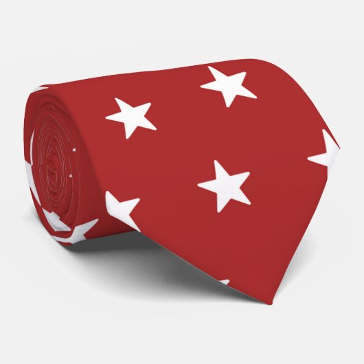 cool red white star patroon betegeld stropdas (Opgerold)
