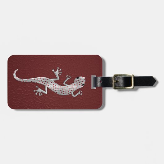 Cool red white stippen lizard metal effects bagagelabel (Voorkant horizontaal)