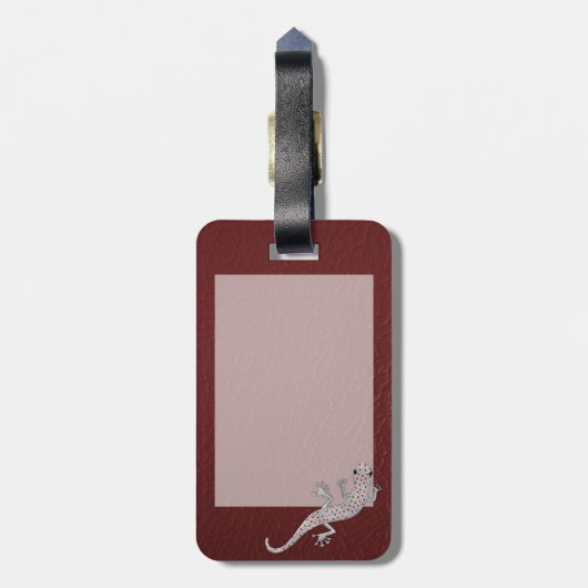 Cool red white stippen lizard metal effects bagagelabel (Achterkant verticaal)