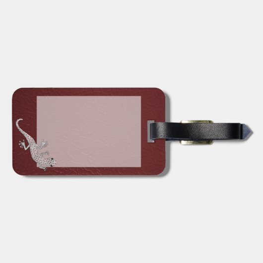 Cool red white stippen lizard metal effects bagagelabel (Achterkant horizontaal)