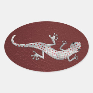 Cool red white stippen lizard metal effects ovale sticker