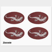 Cool red white stippen lizard metal effects ovale sticker (Vel)