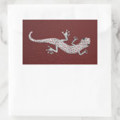 Cool red white stippen lizard metal effects rechthoekige sticker (Tas)