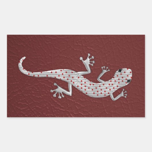 Cool red white stippen lizard metal effects rechthoekige sticker (Voorkant)