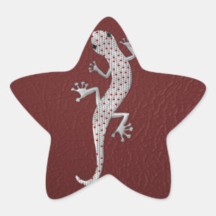 Cool red white stippen lizard metal effects ster sticker
