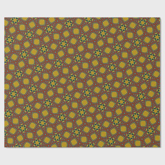 Cool Red Yellow Blauwgroen Retro Geometrische etni Cadeaupapier (Vlak)