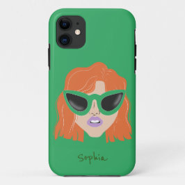 Cool Redhead with Glasses Green Custom Name Case-Mate iPhone Case