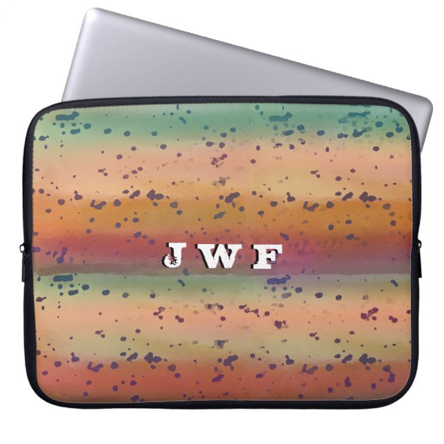 Cool regenboogforel Huidpatroon met monogram Laptop Sleeve (Voorkant)