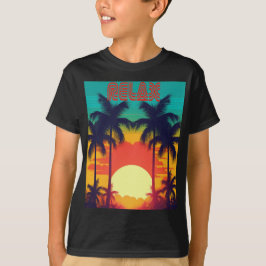Cool 'RELAX' Retro Tropical Sunset Kinder T-shirt